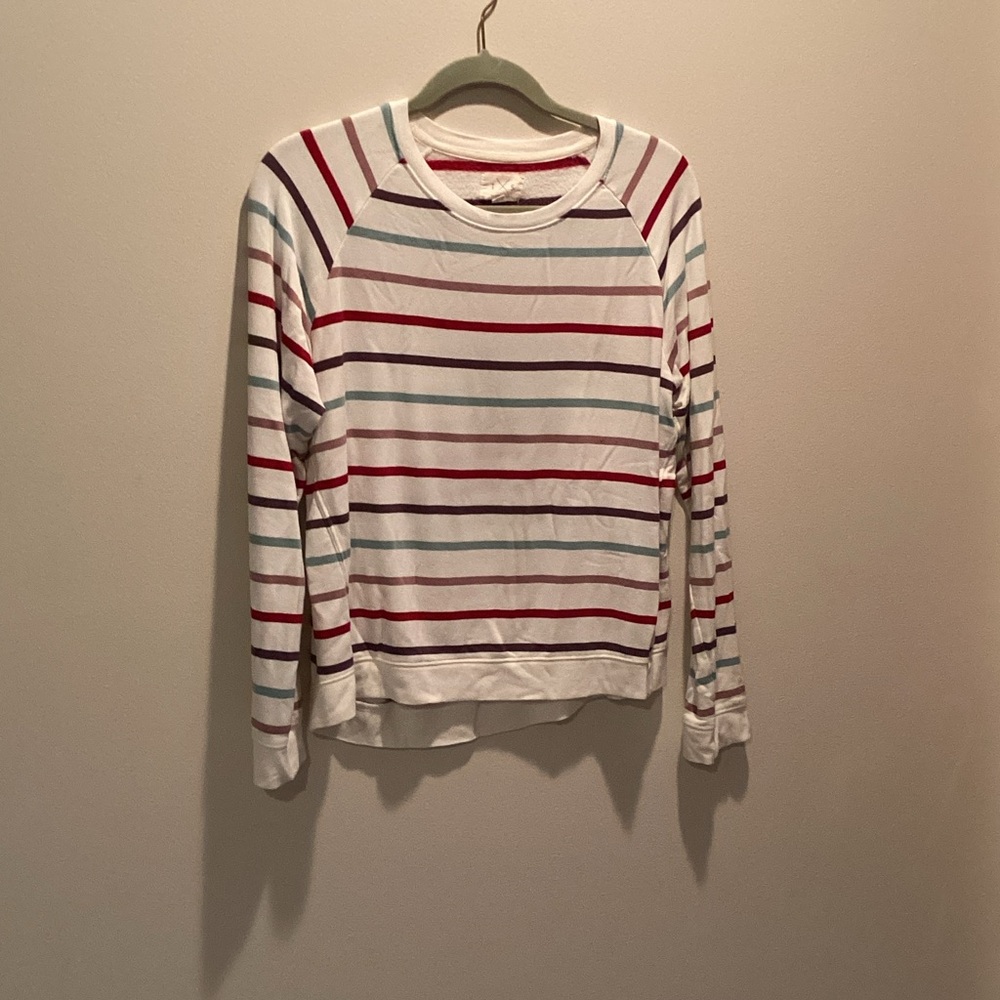 Thread & Supply small cream top with fun colored stripes
